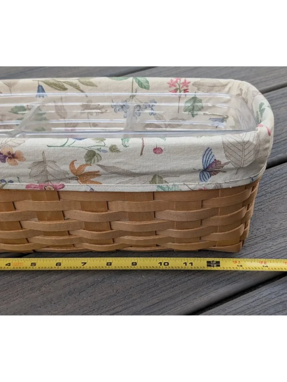 Longaberger 2003 Vanity Basket w/ 2 Plastic Protectors & Botanical Fields Liner
